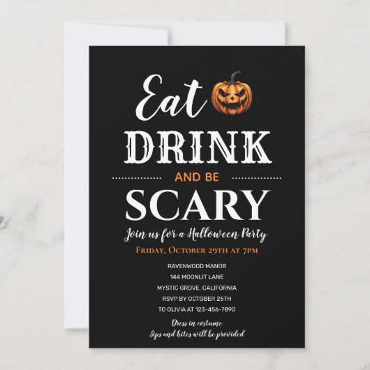 Invitation Sip, Fête & Effroi : Typographie d'Halloween moder (Devant)