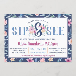 Invitation Sip floral et voir Baby shower Invitation, printem