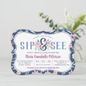 Invitation Sip floral et voir Baby shower Invitation, printem (Debout devant)
