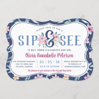 Invitation Sip floral et voir Baby shower Invitation, printem