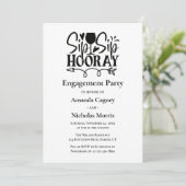 Invitation Sip Hooray Black White Typographie (Debout devant)