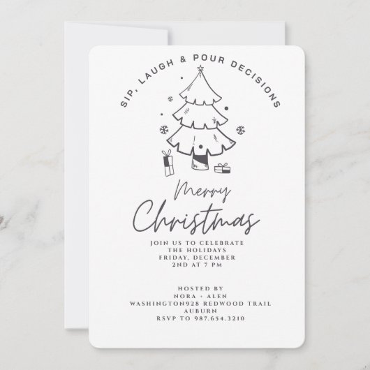 INVITATION SIP, LAUGH & POUR DECISIONS CHRISTMAS PARTY (Devant)