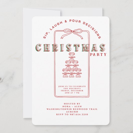INVITATION SIP, LAUGH & POUR DECISIONS CHRISTMAS PARTY (Devant)