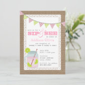 Invitation Sip rose de limonade inspiré par toile de jute et (Debout devant)