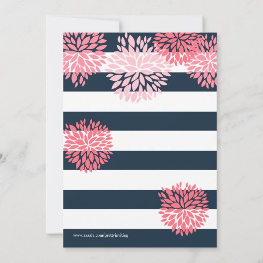 Invitation Sip & See Marine Blue and Rose Parties scintillant (Dos)