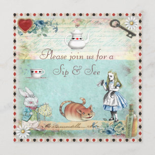Invitation Sip & See Vintage Alice in Wonderland Baby shower