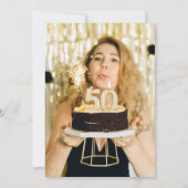 Invitation Sip, sip Hello 50th Black Gold Balloons Anniversai (Dos)