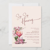 Invitation Sip Sip Hooray Anniversaire Fête Boho Mauve (Devant)