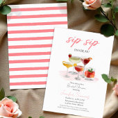 Invitation Sip Sip Hooray Aquarelle Cocktails Fête des mariée