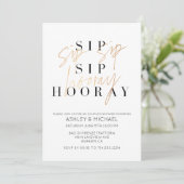 Invitation Sip Sip Hooray Black Gold Photo Couple's Shower (Debout devant)