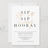 Invitation Sip Sip Hooray Black Gold Photo Couple's Shower (Devant)