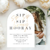 Invitation Sip Sip Hooray Black Gold Photo Couple's Shower