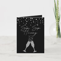 Sip Sip Hooray Black & White Anniversaire Citation