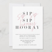 Invitation Sip Sip Hooray Black White Photo Couple's Shower (Devant)