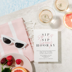 Invitation Sip Sip Hooray Black White Photo Couple's Shower