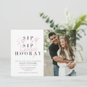 Invitation Sip Sip Hooray Black White Photo Couple's Shower (Debout devant)