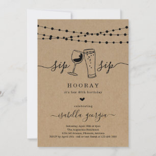 Invitation Sip Sip Hooray fête d'anniversaire