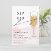 Invitation Sip Sip Hooray Fête des mariées virtuelle rose (Debout devant)