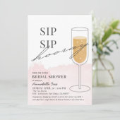 Invitation Sip Sip Hooray Gold Champagne Fête des mariées ros (Debout devant)