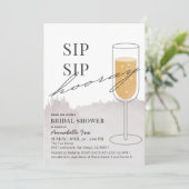 Invitation Sip Sip Hooray Gold Champagne Gris Fête des mariée (Debout devant)
