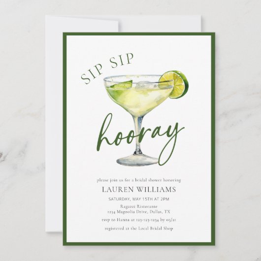 Invitation Sip Sip Hooray Margarita Fiesta Fête des mariées (Devant)