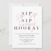Invitation Sip Sip Hooray moderne Black White Engagement Part (Devant)