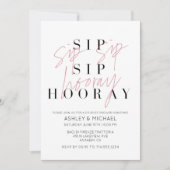 Invitation Sip Sip Hooray moderne noir blanc Fête des mariées (Devant)