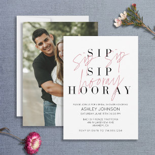 Invitation Sip Sip Hooray Simple Photo Wedding shower virtuel