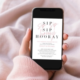 Invitation Sip Sip Hooray Simple Photo Wedding shower virtuel