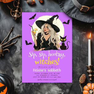 Invitation Sip Sip Hooray sorcières Adulte Halloween fête