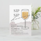 Invitation Sip Sip Hooray Vin Or Verre Gris Fête des mariées (Debout devant)