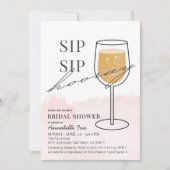 Invitation Sip Sip Hooray Vin Or Verre rose Fête des mariées (Devant)
