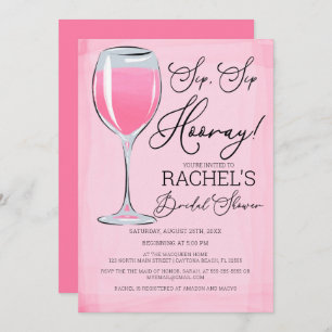 Invitation Sip Sip Hooray Vin rose Fête des mariées