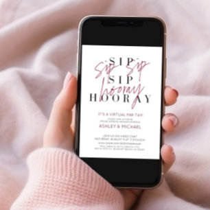 Invitation Sip Sip Hooray Virtual Wine Wedding shower Party