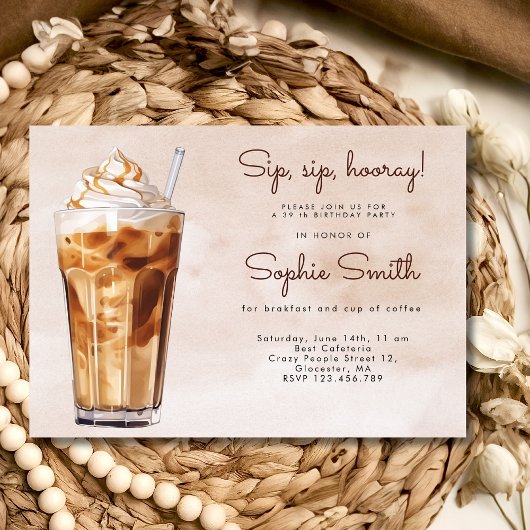 Invitation Sip, sip, hourra ! café anniversaire brunch