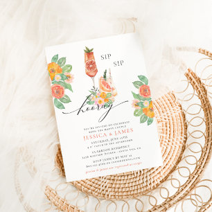 Invitation Sip Sip Hourra Fête de Couple Cocktail Lumineux