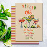 Invitation Sip Sip Margarita Fiesta colorée 30e anniversaire<br><div class="desc">Un modèle amusant et coloré de 30ème anniversaire invitation à la fête pour les femmes avec un thème de la fête, avec une aquarelle de trois verres de margarita avec un petit sombrero et le titre "Sip Sip Ole". Un design heureux pour un invitation de 30ème anniversaire pour une femme...</div>