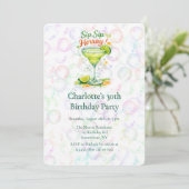 Invitation Sip Sip Sip Horray Bubbles Birthday Party (Debout devant)