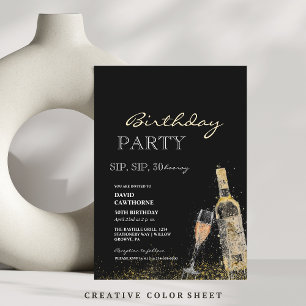 Invitation Sip, sip   Splashes of Wine 30th Birthday Party