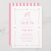 Invitation Sip & Voir Bouteille Champagne Whimsical Rose Girl (Devant / Derrière)