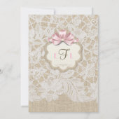 Invitation Sip & Voir Bouteilles en dentelle Burlap Pink Girl (Dos)
