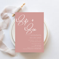 Sip & Voir Dusty Rose/Rose Bohemian Baby Invitatio