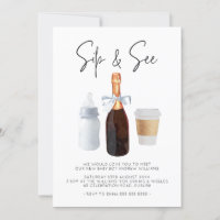 Sip & Voir Elégante Aquarelle Bleu Café Champagne