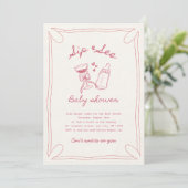 Invitation Sip & voir fille baby shower (Debout devant)