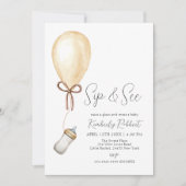 Invitation Sip & Voir le Baby shower de bouteille de ballon (Devant)