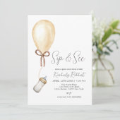 Invitation Sip & Voir le Baby shower de bouteille de ballon (Debout devant)