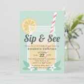 Invitation Sip & Voir Lemonade Mason Jar Baby shower (Debout devant)