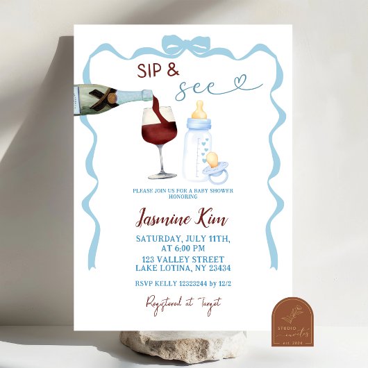 Invitation Sip Whimsical et voir le Baby shower Blue Boy