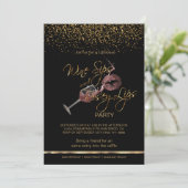 Invitation Sips de vin et lèvres Rosey (Debout devant)