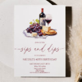 Invitation Sips et trempettes Vin rouge et fromage fête d'ann